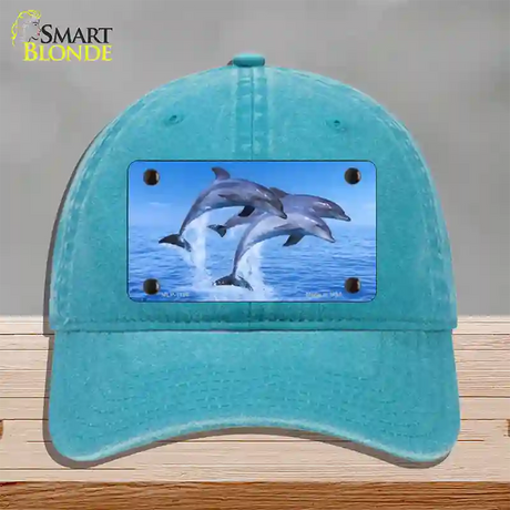 Dolphins Novelty License Plate Hat Unconstructed Cotton / Lake Blue