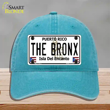 The Bronx Puerto Rico Novelty License Plate Hat Unconstructed Cotton / Lake Blue