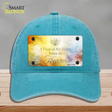 Lives In Heaven Novelty License Plate Hat Unconstructed Cotton / Lake Blue