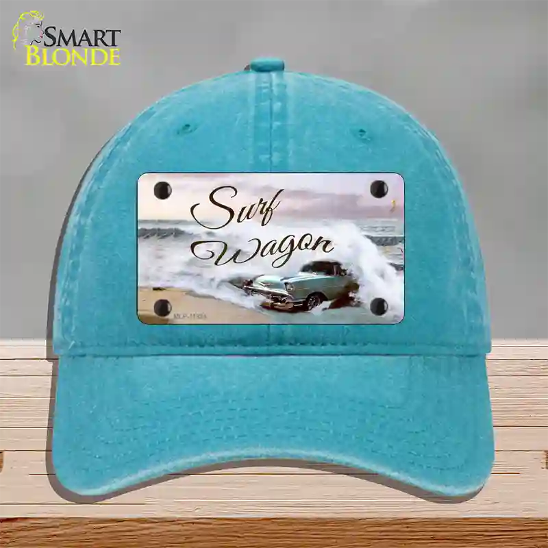 Surf Wagon Novelty License Plate Hat Unconstructed Cotton / Lake Blue