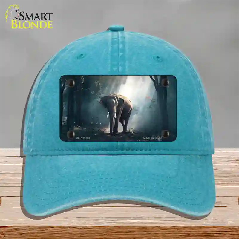 Elephant in the Woods Novelty License Plate Hat Unconstructed Cotton / Lake Blue