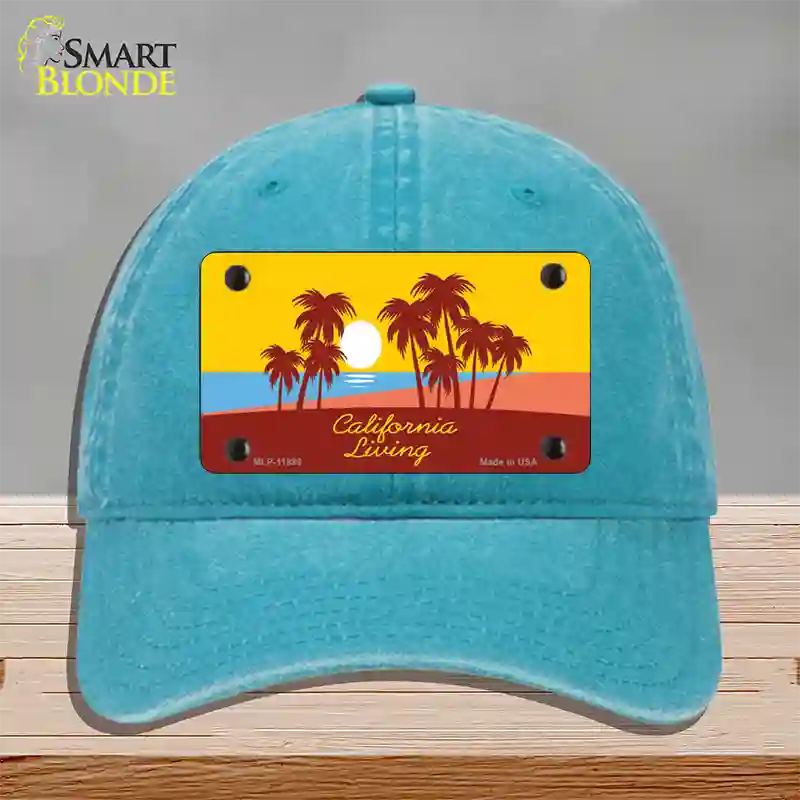 California Living Novelty License Plate Hat Unconstructed Cotton / Lake Blue