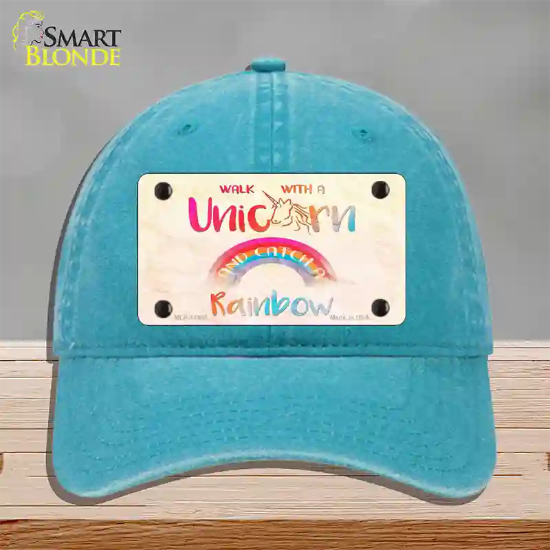 Walk with a Unicorn Novelty License Plate Hat Unconstructed Cotton / Lake Blue