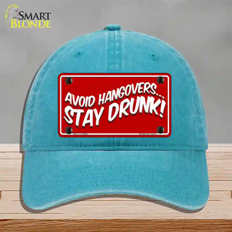 Avoid Hangovers Novelty License Plate Hat Unconstructed Cotton / Lake Blue