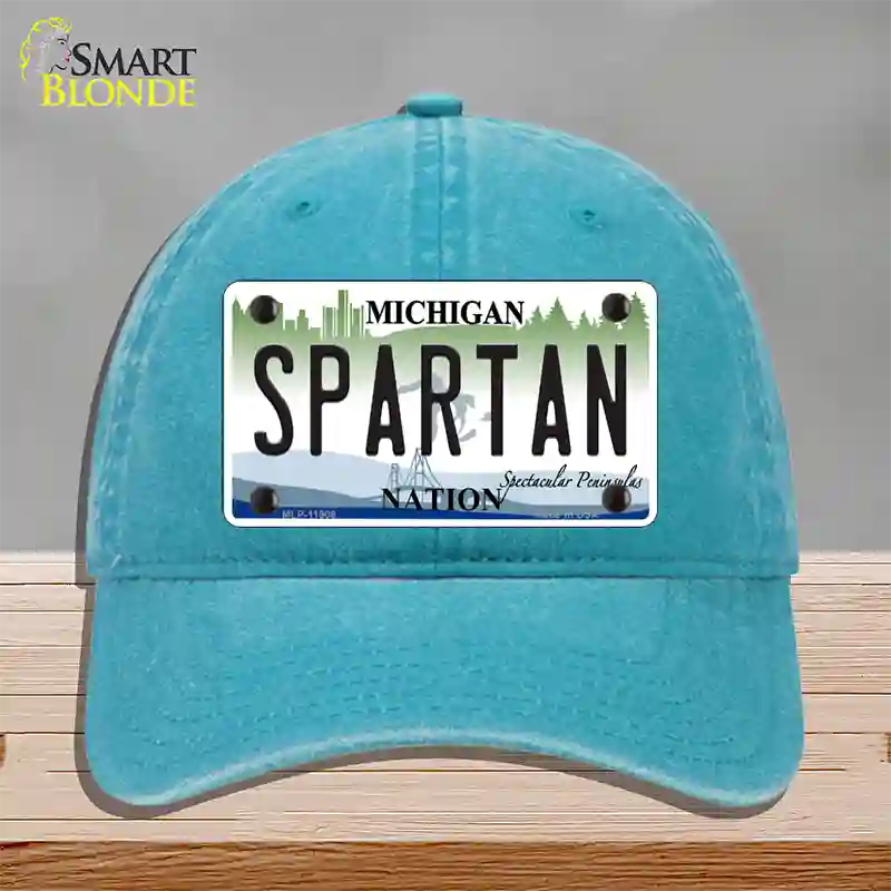 Michigan Spartan Novelty License Plate Hat Unconstructed Cotton / Lake Blue