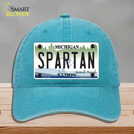 Michigan Spartan Novelty License Plate Hat Unconstructed Cotton / Lake Blue