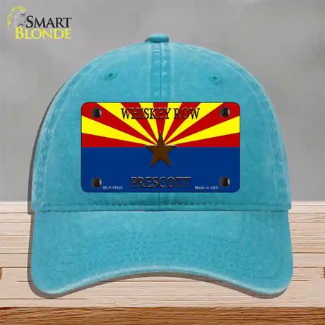 Whiskey Row Prescott Arizona Novelty License Plate Hat Unconstructed Cotton / Lake Blue