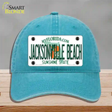 Florida Jacksonville Beach Novelty License Plate Hat Unconstructed Cotton / Lake Blue