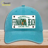 Florida Fernandina Beach Novelty License Plate Hat Unconstructed Cotton / Lake Blue