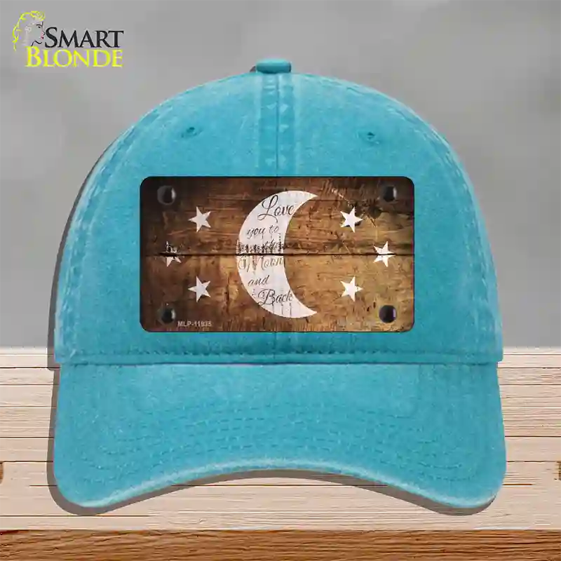 The Moon and Back Novelty License Plate Hat Unconstructed Cotton / Lake Blue