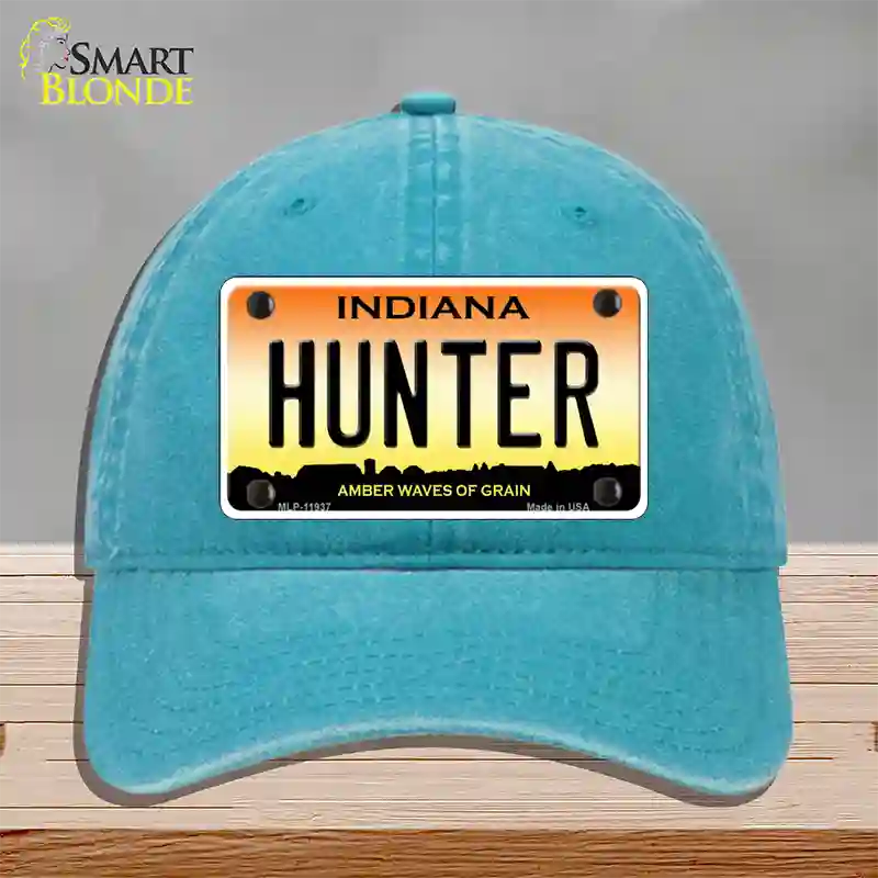 Hunter Indiana Novelty License Plate Hat Unconstructed Cotton / Lake Blue