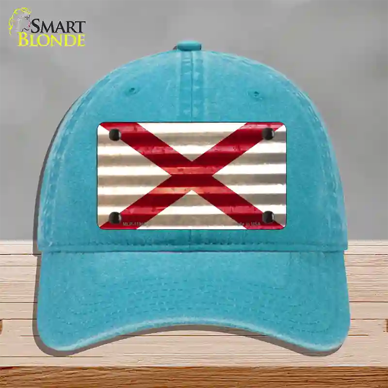 Alabama Corrugated Flag Novelty License Plate Hat Unconstructed Cotton / Lake Blue