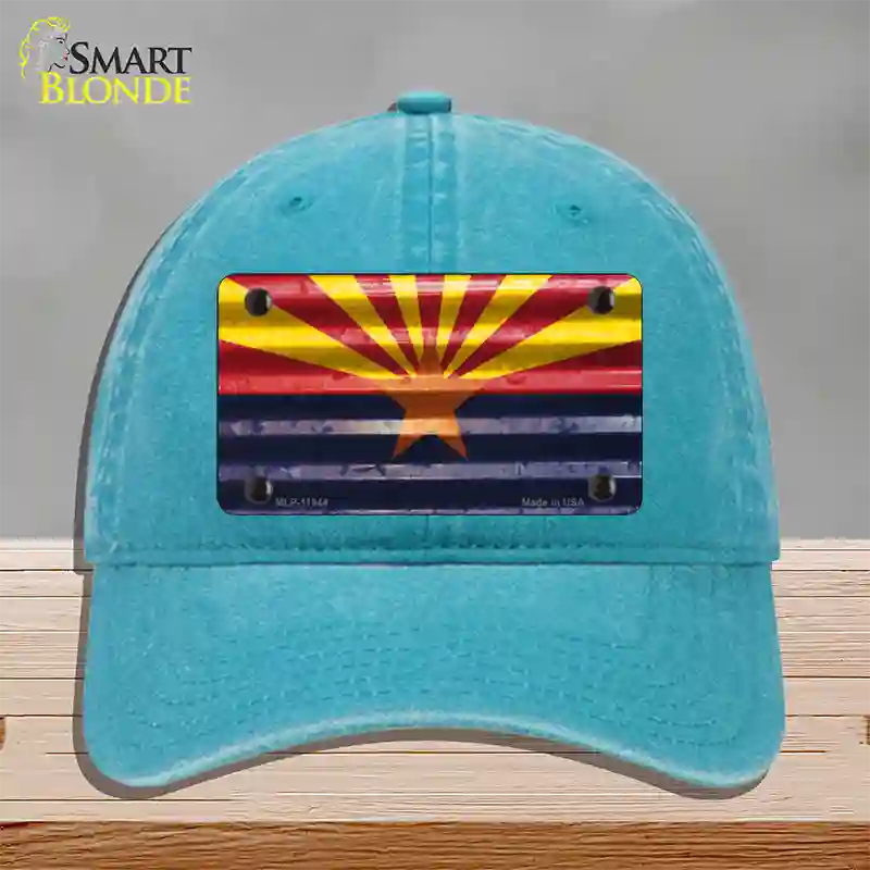 Arizona Corrugated Flag Novelty License Plate Hat Unconstructed Cotton / Lake Blue