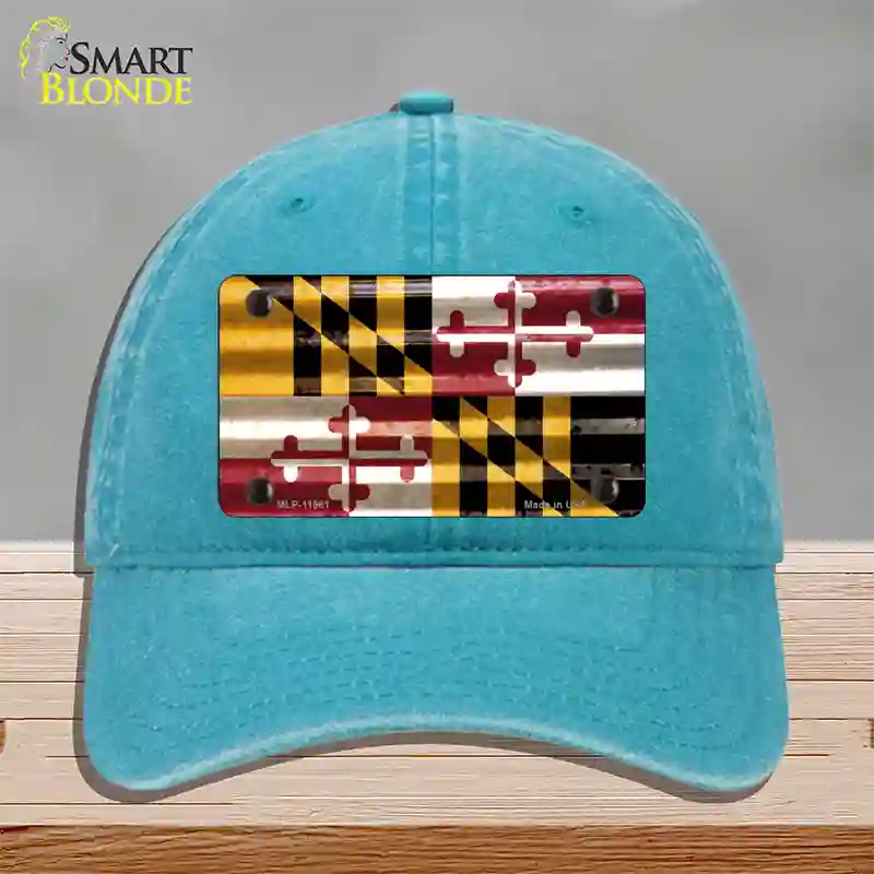 Maryland Corrugated Flag Novelty License Plate Hat Unconstructed Cotton / Lake Blue