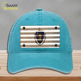 Massachusetts Corrugated Flag Novelty License Plate Hat Unconstructed Cotton / Lake Blue