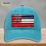 Mississippi Corrugated Flag Novelty License Plate Hat Unconstructed Cotton / Lake Blue