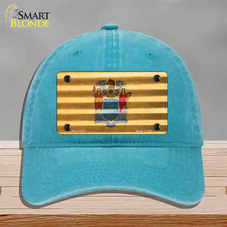 New Jersey Corrugated Flag Novelty License Plate Hat Unconstructed Cotton / Lake Blue