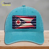 Ohio Corrugated Flag Novelty License Plate Hat Unconstructed Cotton / Lake Blue