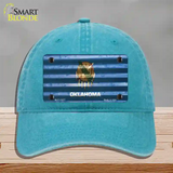 Oklahoma Corrugated Flag Novelty License Plate Hat Unconstructed Cotton / Lake Blue