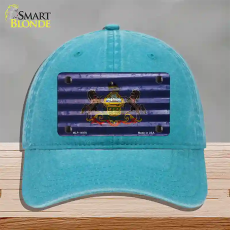 Pennsylvania Corrugated Flag Novelty License Plate Hat Unconstructed Cotton / Lake Blue