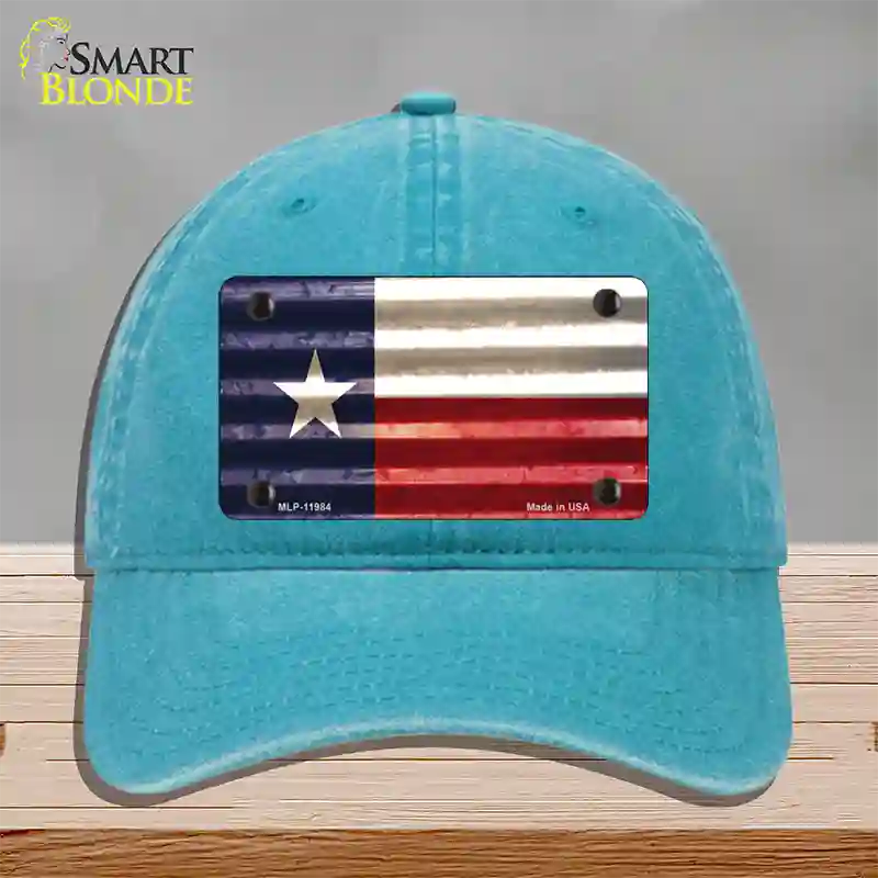 Texas Corrugated Flag Novelty License Plate Hat Unconstructed Cotton / Lake Blue