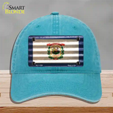 West Virginia Corrugated Flag Novelty License Plate Hat Unconstructed Cotton / Lake Blue