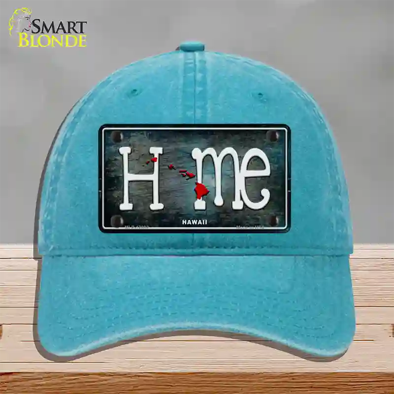 Hawaii Home State Outline Novelty License Plate Hat Unconstructed Cotton / Lake Blue