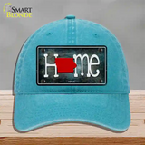 Iowa Home State Outline Novelty License Plate Hat Unconstructed Cotton / Lake Blue