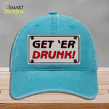 Get ER Drunk Novelty License Plate Hat Unconstructed Cotton / Lake Blue