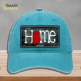 Michigan Home State Outline Novelty License Plate Hat Unconstructed Cotton / Lake Blue