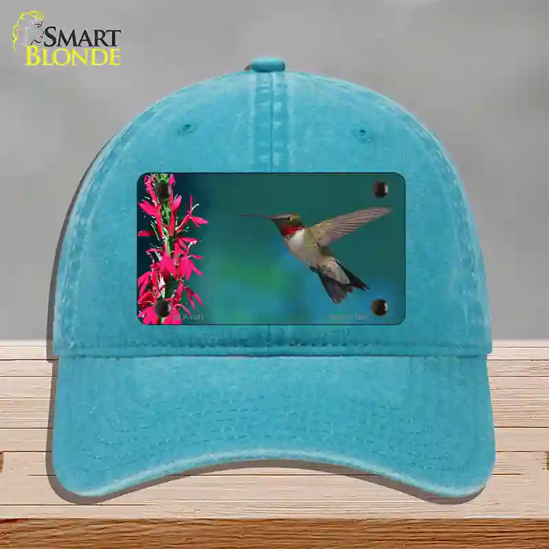 Humming Bird Novelty License Plate Hat Unconstructed Cotton / Lake Blue