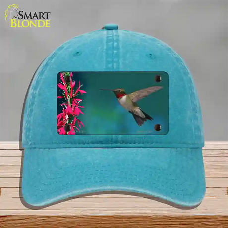 Humming Bird Novelty License Plate Hat Unconstructed Cotton / Lake Blue