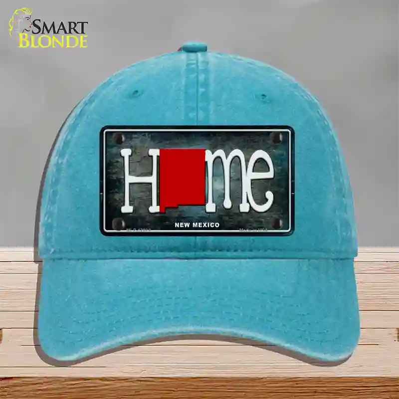 New Mexico Home State Outline Novelty License Plate Hat Unconstructed Cotton / Lake Blue