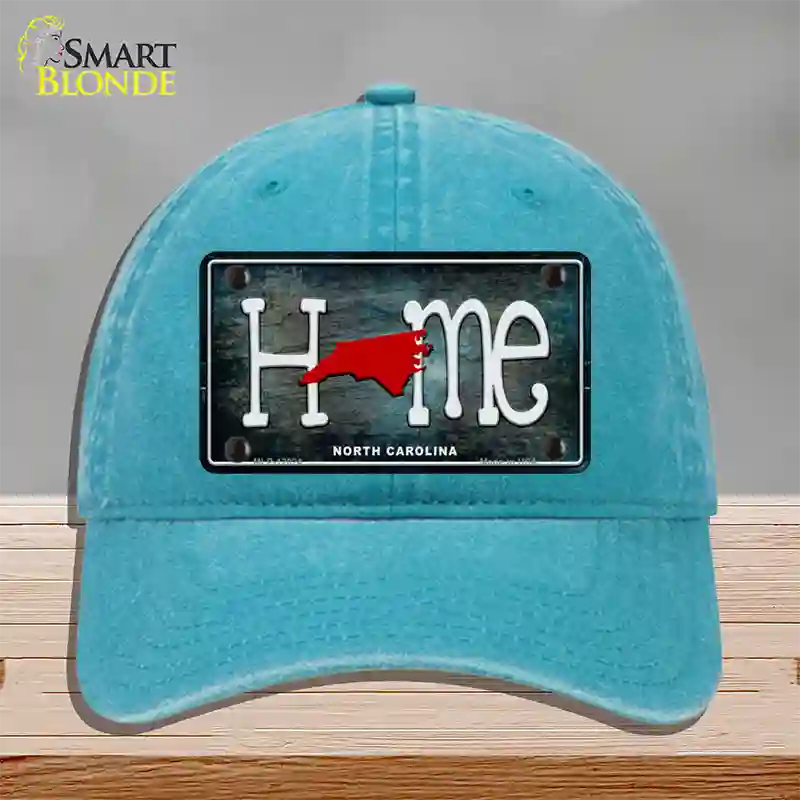 North Carolina Home State Outline Novelty License Plate Hat Unconstructed Cotton / Lake Blue