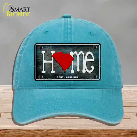 South Carolina Home State Outline Novelty License Plate Hat Unconstructed Cotton / Lake Blue