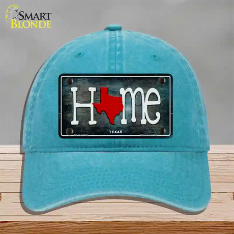 Texas Home State Outline Novelty License Plate Hat Unconstructed Cotton / Lake Blue