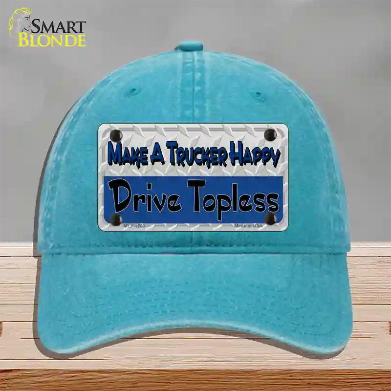 Make A Mesh Happy Novelty License Plate Hat Unconstructed Cotton / Lake Blue