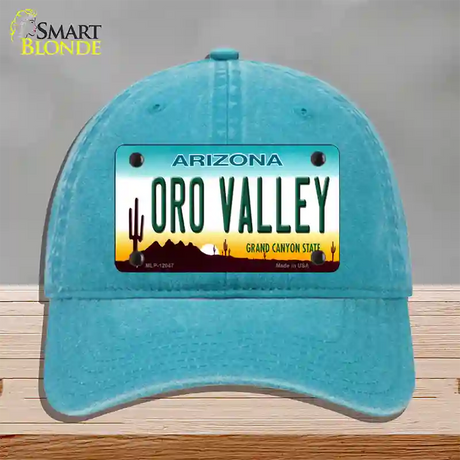 Oro Valley Arizona Novelty License Plate Hat Unconstructed Cotton / Lake Blue