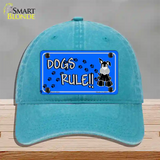 Dogs Rule Novelty License Plate Hat Tag Unconstructed Cotton / Lake Blue