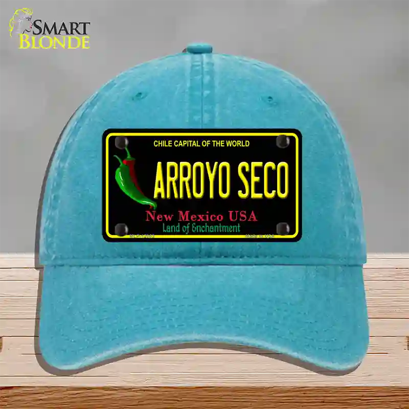 Arroyo Seco Black New Mexico Novelty License Plate Hat Unconstructed Cotton / Lake Blue