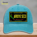 Arroyo Seco Black New Mexico Novelty License Plate Hat Unconstructed Cotton / Lake Blue