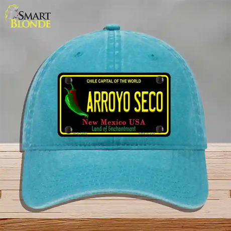 Arroyo Seco Black New Mexico Novelty License Plate Hat Unconstructed Cotton / Lake Blue