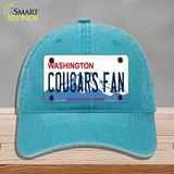 Washington Cougars Fan Novelty License Plate Hat Unconstructed Cotton / Lake Blue