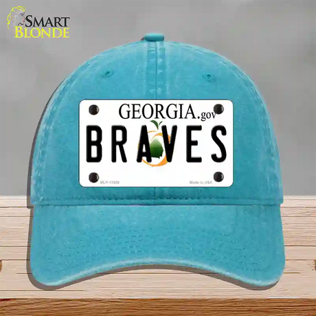 Georgia Braves Novelty License Plate Hat Unconstructed Cotton / Lake Blue