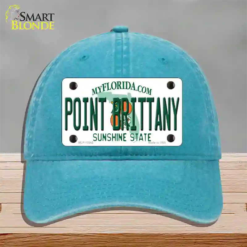 Florida Point Brittany Novelty License Plate Hat Unconstructed Cotton / Lake Blue