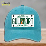 Florida Gulfport Novelty License Plate Hat Unconstructed Cotton / Lake Blue