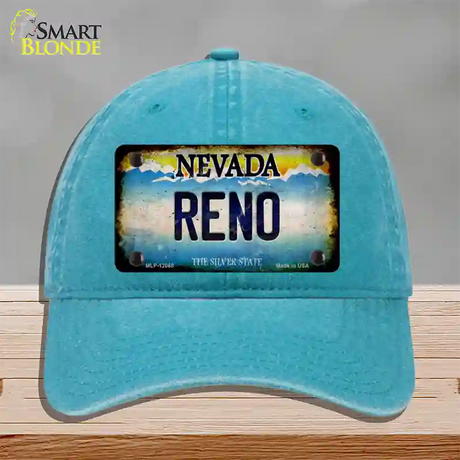 Nevada Reno Novelty License Plate Hat Unconstructed Cotton / Lake Blue