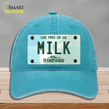 Milk New Hampshire State Novelty License Plate Hat Unconstructed Cotton / Lake Blue