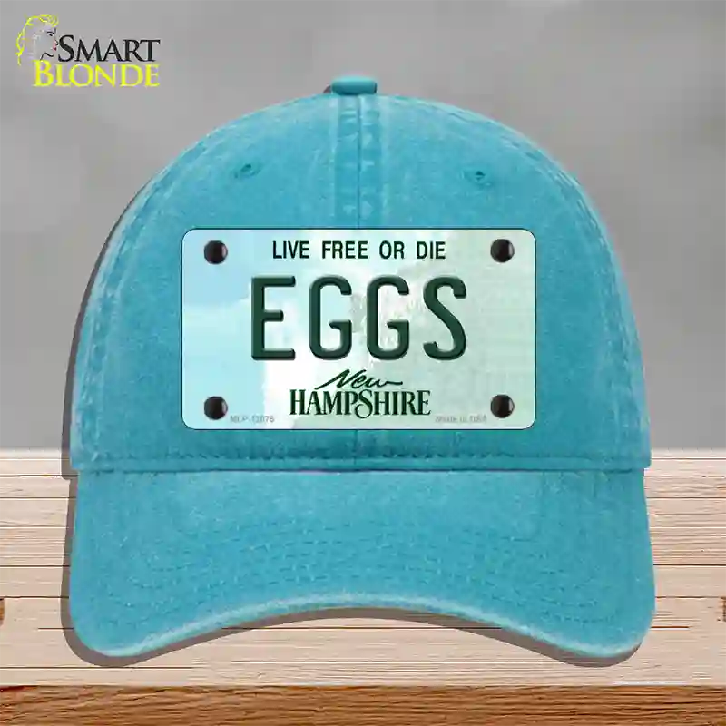 Eggs New Hampshire State Novelty License Plate Hat Unconstructed Cotton / Lake Blue