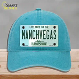 Manchvegas New Hampshire State Novelty License Plate Hat Unconstructed Cotton / Lake Blue